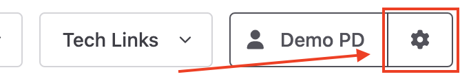 Gear icon to open the admin page