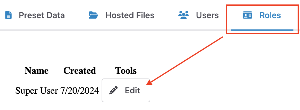 Editing the Super User role