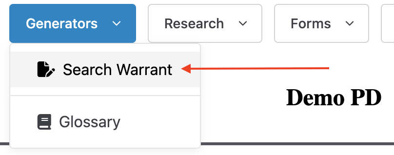 The new form appearing in the Generators dropdown