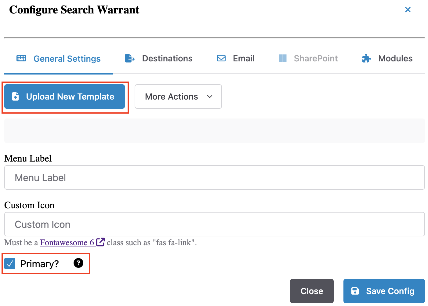 Uploading a Word template to a form