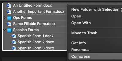 Zipping the files