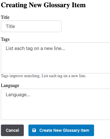 Glossary item form
